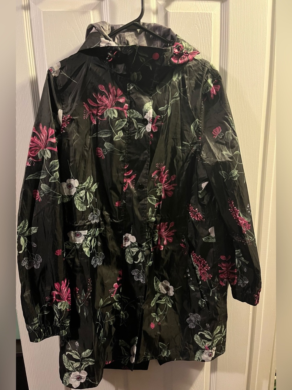 Joules Right As Rain Floral-Print Hooded Rain Jacket- Women's Size 6